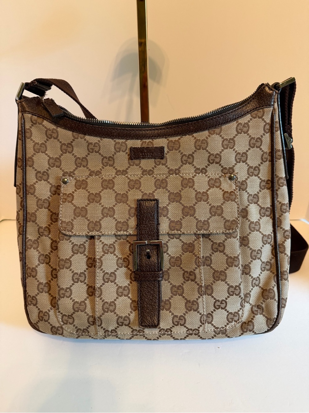 Gucci Brown/Tan GG Canvas Messenger Bag